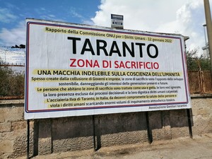 Taranto zona di sacrificio, il manifesto con le parole dell'ONU