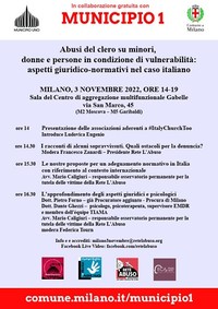 Locandina convegno ItalyChurchToo a Milano il 3 novembre