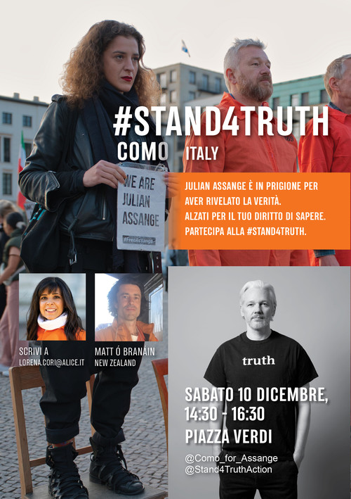 manifesto #Stand4TruthAction, piazza Verdi, Como, 2022-12-10