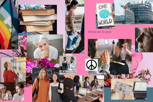 Donne per la pace,  collage con immagini copyleft Maria Pastore