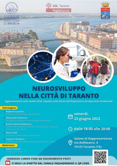 Metalli pesanti e problemi per lo sviluppo dei bambini di Taranto. Venerdì 23 giugno sarà presentata la ricerca dell'Università di Brescia. 17 giugno 2023