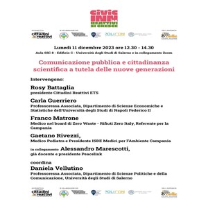 Conferenza all'Università di Salerno sulla cittadinanza scientifica e la comunicazione pubblica