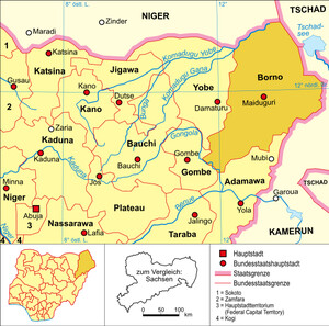 Maiduguri nello Stato del Borno - Nigeria (cartografia)