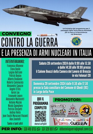 Manifesto convegno nazionale contro la guerra e le bombe nucleari