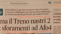 Ex Ilva, si ferma il Treno nastri 2. Ispra conferma gli sforamenti ad Afo4 Al siderurgico previsto un nuovo stop nel reparto L’ispezione dell’istituto per la protezione ambientale ha confermato livelli più alti per gli ossidi di azoto 