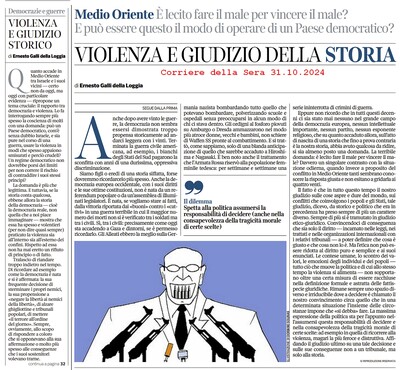 Corsivo di Ernesto Galli della Loggia sul Corriere della Sera del 31 ottobre 2024