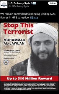 "Stop this terrorist". Nella foto c'è Al Julani