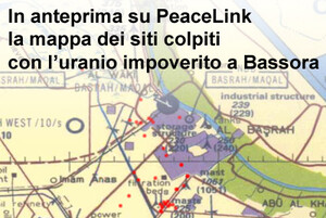 mappa dei bombardamenti inglesi all'uranio impoverito a Bassora