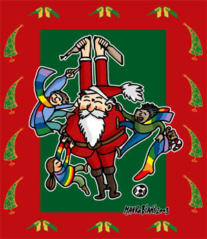 Il Babbo Natale pacifista disegnato da Mauro Biani