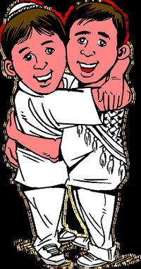 Un abbraccio tra un ragazzo ebreo e palestinese. Auguriamoci che non sia solo un sogno.