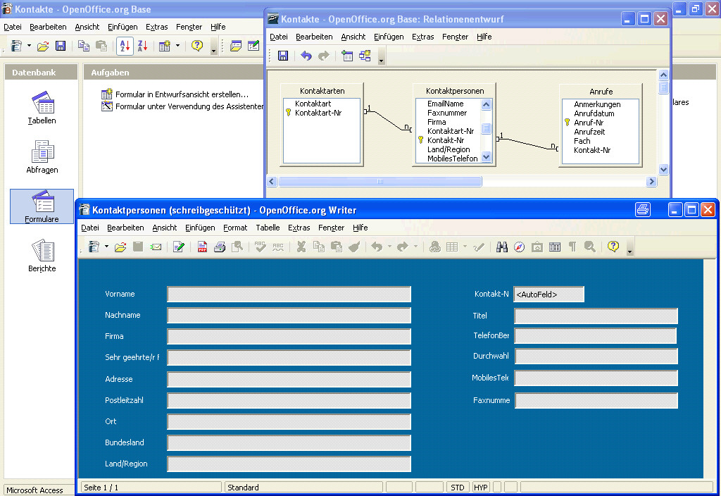 Uno screenshot di OpenOffice.Org