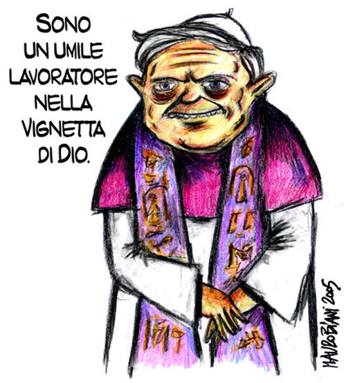 Papa Ratzinger 1. Vignetta di Mauro Biani http://maurobiani.splinder.com/