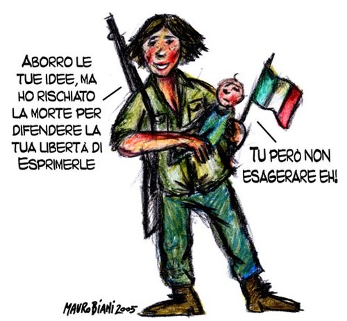 Liberazione. Vignetta di Mauro Biani http://maurobiani.splinder.com/
