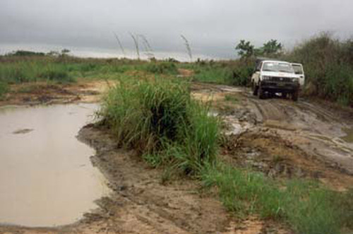 Kimbau è ai confini con l'Angola nella regione occidentale del Bandundu. Partendo dalla capitale Kinshasa ci vogliono almeno due giorni per arrivarci, nonostante siano solo 500 chilometri. Ci vuole un