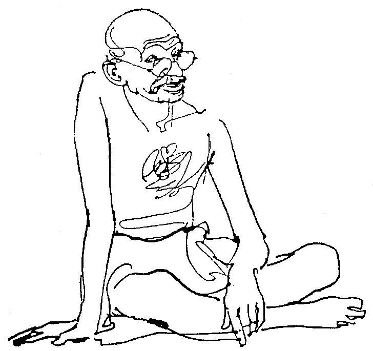 Disegno di Gandhi seduto