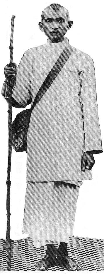 Foto di Gandhi giovane in vestiti poveri