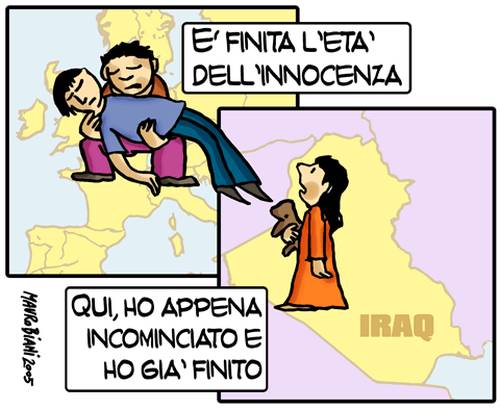 L'età delle stragi degli innocenti. Vignetta di Mauro Biani http://maurobiani.splinder.com/
