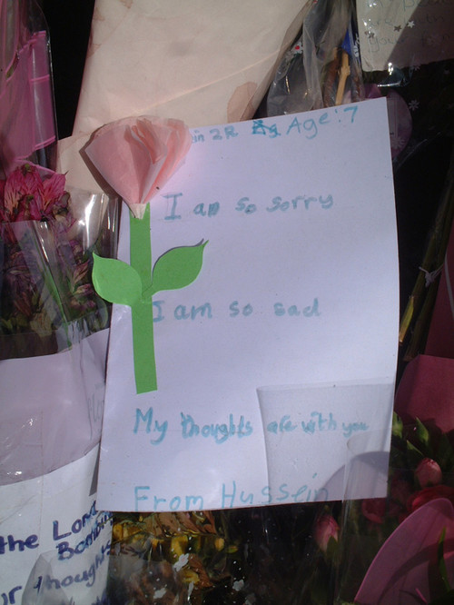 I am so sorry I am so sad My thoughts are with you (from Hussein, age 7)