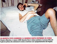 Lorenzo Miccoli in ospedale a Pesaro. E' il 1' marzo 1995. Il giorno dopo entra in coma.