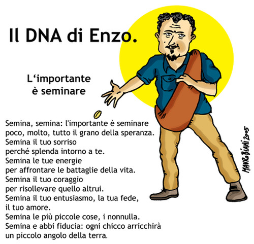 Il DNA di Enzo Baldoni. Vignetta di Mauro Biani http://maurobiani.splinder.com/