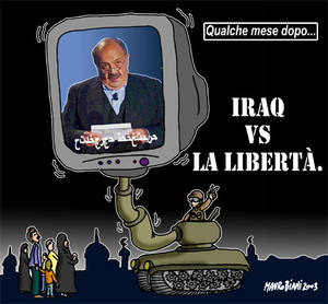 Iraq verso la libertà?  Vignetta di Mauro Biani