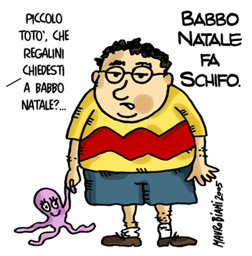 Totò e Babbo Natale, Vignetta di Mauro Biani http://maurobiani.splinder.com/ da: "Pizzino" numero 6 http://www.scomunicazione.it/pizzino.htm