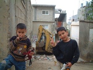 Bethlehem: campo profughi di Aida. Bambini palestinesi.