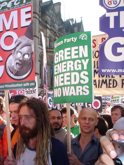 Stop the war demo: green energy needs no wars