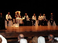 Al teatro Rossini di Lugo, la premiazione de "Una favola per la pace", III edizione. Sul palco l'insieme della giuria.
