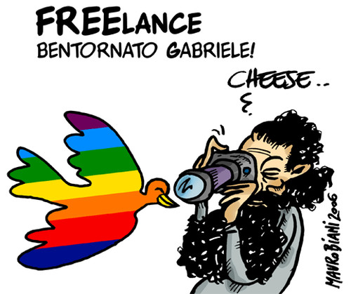Gabriele Torsello libero. Vignetta di Mauro Biani http://maurobiani.splinder.com/