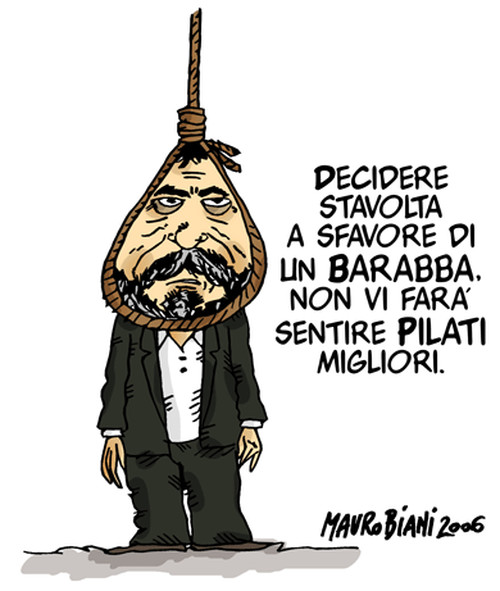 Saddam, pena di morte. Vignetta di Mauro Biani http://maurobiani.splinder.com/