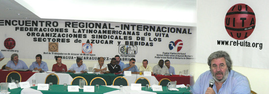 Carlos Amorín della UITA durante la conferenza stampa 